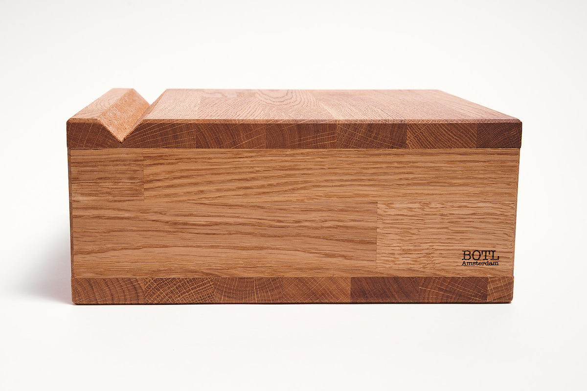 Oak Bike Wall Hanger #2 with natural oil finish, side view